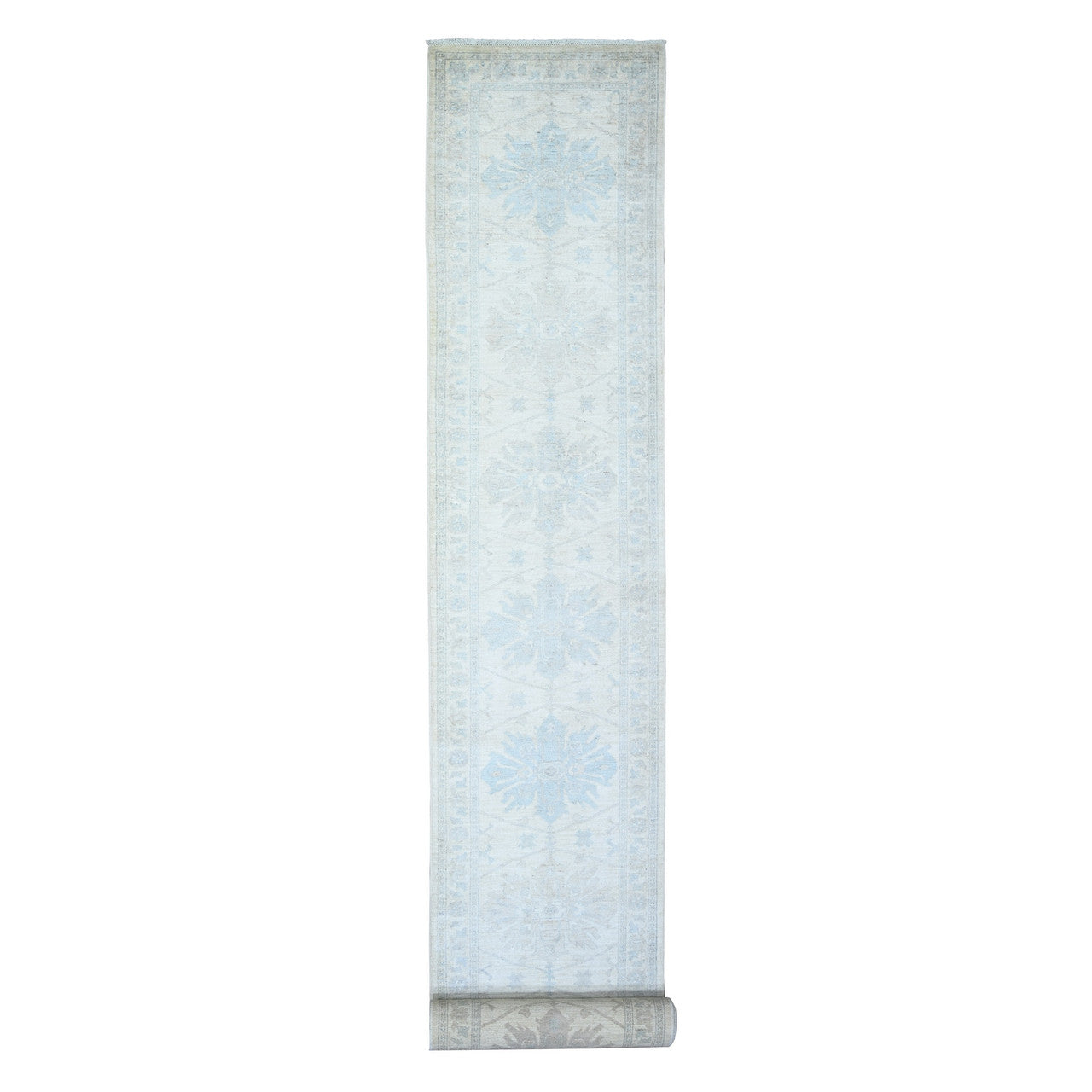 Ivory 2'8" x 20'5" Oushak And Peshawar Hand knotted Wool Rug - Sku: O073729