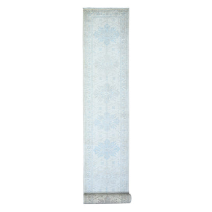 Oushak And Peshawar Wool Hand Knotted Rug Ivory Ivory 2.8X20.5 -O073729