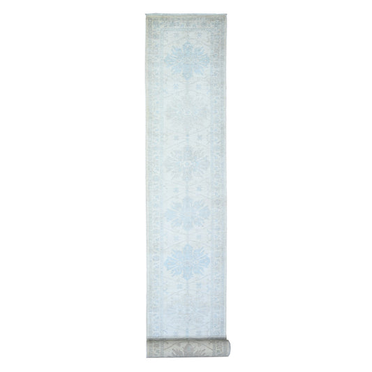 Oushak And Peshawar Wool Hand Knotted Rug Ivory Ivory 2.8X20.5 -O073729