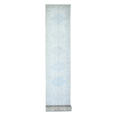 Oushak And Peshawar Wool Hand Knotted Rug Ivory Ivory 2.8X20.5 -O073729