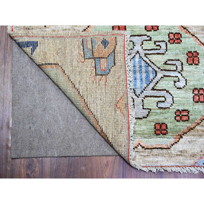Tribal & Geometric Wool Hand Knotted Rug Brown No Border 2.10X9.7 -O073735
