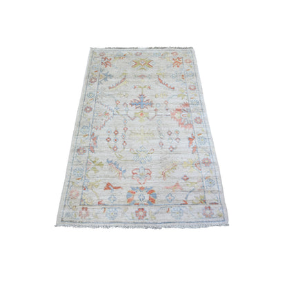 Oushak And Peshawar Wool Hand Knotted Rug Grey Gray 3.1X5.0 -O073743