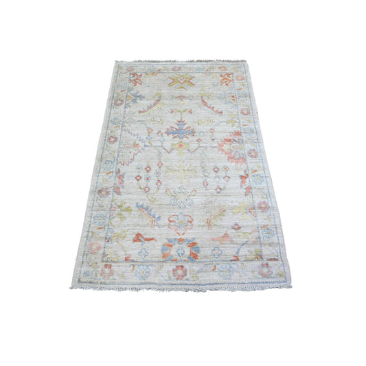 Oushak And Peshawar Wool Hand Knotted Rug Grey Gray 3.1X5.0 -O073743