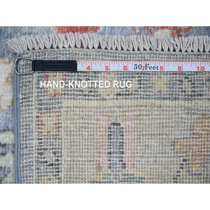 Oushak And Peshawar Wool Hand Knotted Rug Blue Gray 4.1X11.7 -O073749