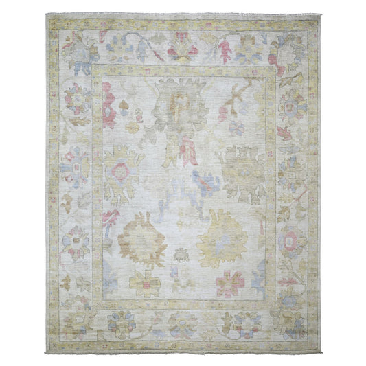 Oushak And Peshawar Wool Hand Knotted Rug Ivory Ivory 8.0X9.9 -O073764