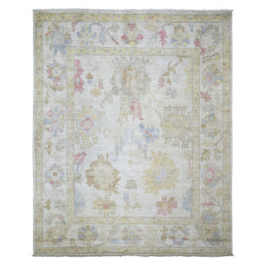Oushak And Peshawar Wool Hand Knotted Rug Ivory Ivory 8.0X9.9 -O073764