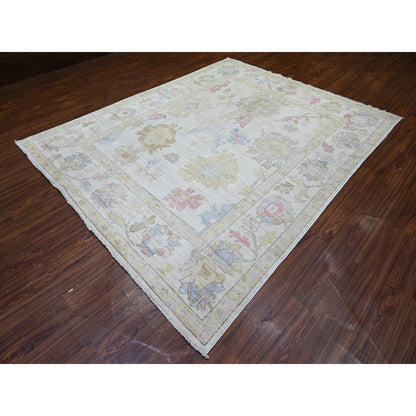 Oushak And Peshawar Wool Hand Knotted Rug Ivory Ivory 8.0X9.9 -O073764