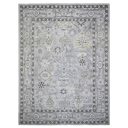Oushak And Peshawar Wool Hand Knotted Rug Grey Gray 8.1X10.10 -O073766