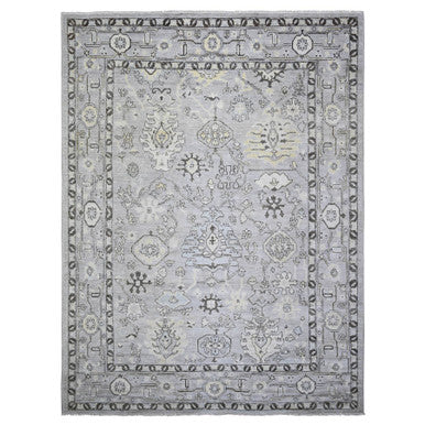 Oushak And Peshawar Wool Hand Knotted Rug Grey Gray 8.1X10.10 -O073766