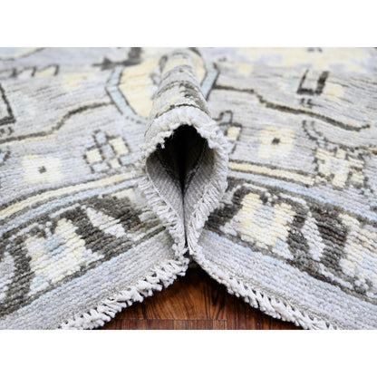 Oushak And Peshawar Wool Hand Knotted Rug Grey Gray 8.1X10.10 -O073766