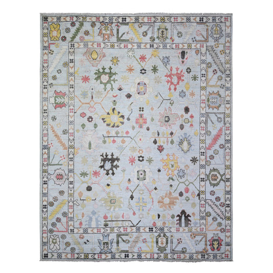 Oushak And Peshawar Wool Hand Knotted Rug Blue Blue 8.2X10.5 -O073774