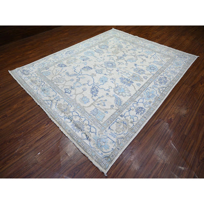 Oushak And Peshawar Wool Hand Knotted Rug Ivory Ivory 8.0X9.10 -O073780