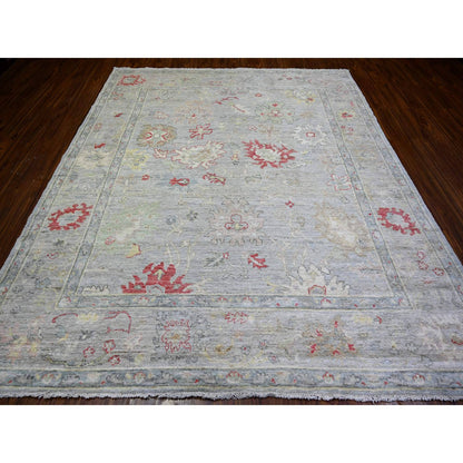 Oushak And Peshawar Wool Hand Knotted Rug Grey Gray 8.3X9.8 -O073799