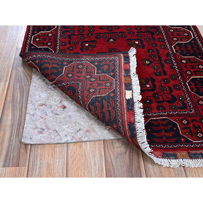 Tribal & Geometric Wool Hand Knotted Rug Red 2.3x5.0 -O0737