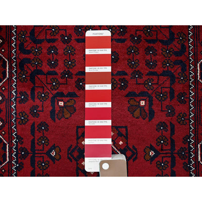 Tribal & Geometric Wool Hand Knotted Rug Red 2.3x5.0 -O0737