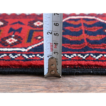 Tribal & Geometric Wool Hand Knotted Rug Red 2.3x5.0 -O0737