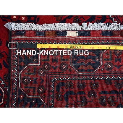 Tribal & Geometric Wool Hand Knotted Rug Red 2.3x5.0 -O0737