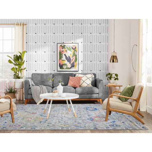 Oushak And Peshawar Wool Hand Knotted Rug Grey Gray 5.10X8.8 -O073800