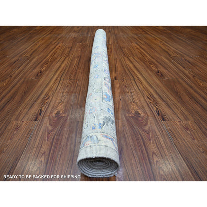 Oushak And Peshawar Wool Hand Knotted Rug Grey Gray 5.10X8.8 -O073800