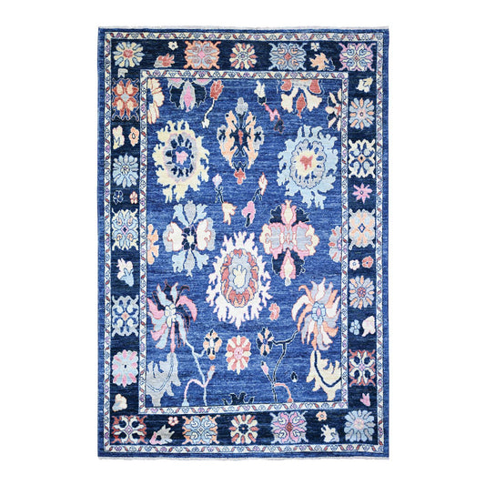 Oushak And Peshawar Wool Hand Knotted Rug Blue Blue 6.2X8.10 -O073802