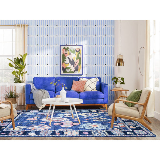 Oushak And Peshawar Wool Hand Knotted Rug Blue Blue 6.2X8.10 -O073802