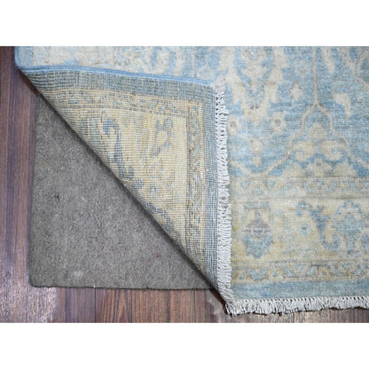 Oushak And Peshawar Wool Hand Knotted Rug Blue Ivory 2.5X18.10 -O073808