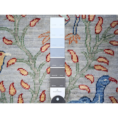 Oushak And Peshawar Wool Hand Knotted Rug Grey Gray 2.9X7.7 -O073816