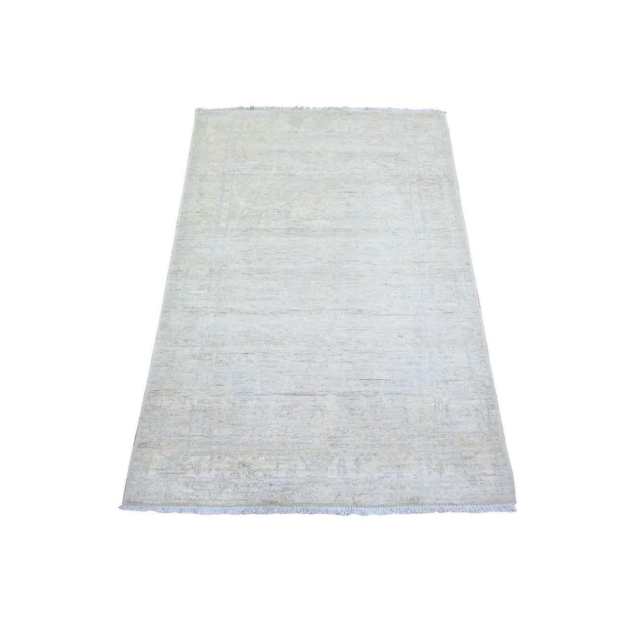Oushak And Peshawar Wool Hand Knotted Rug Ivory Ivory 3.0X4.9 -O073823