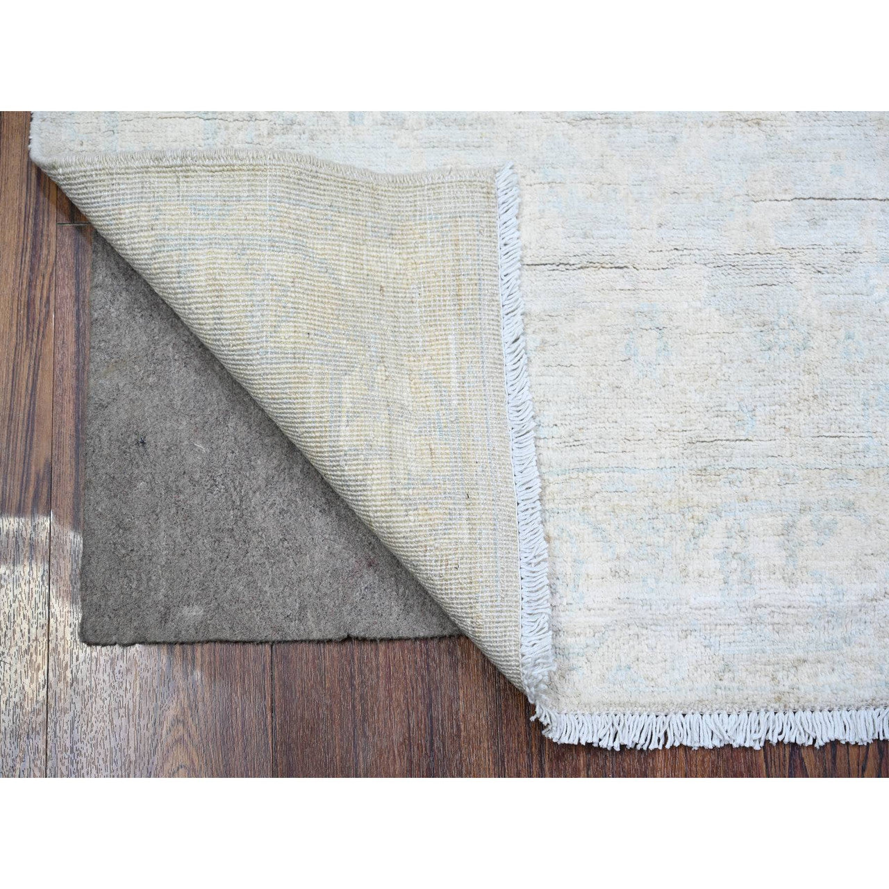 Oushak And Peshawar Wool Hand Knotted Rug Ivory Ivory 3.0X4.9 -O073823