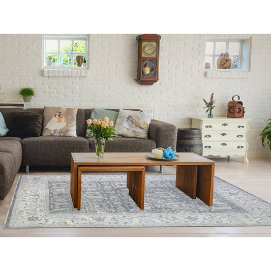 Oushak And Peshawar Wool Hand Knotted Rug Grey Ivory 8.1X9.8 -O073826