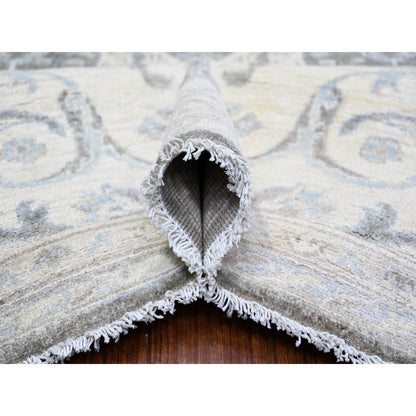 Oushak And Peshawar Wool Hand Knotted Rug Grey Ivory 8.1X9.8 -O073826