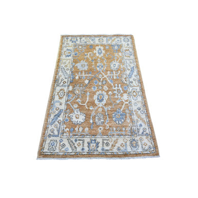 Oushak And Peshawar Wool Hand Knotted Rug Brown Ivory 3.2X5.2 -O073836