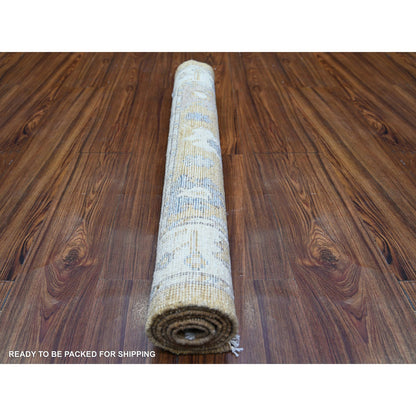 Oushak And Peshawar Wool Hand Knotted Rug Brown Ivory 3.2X5.2 -O073836