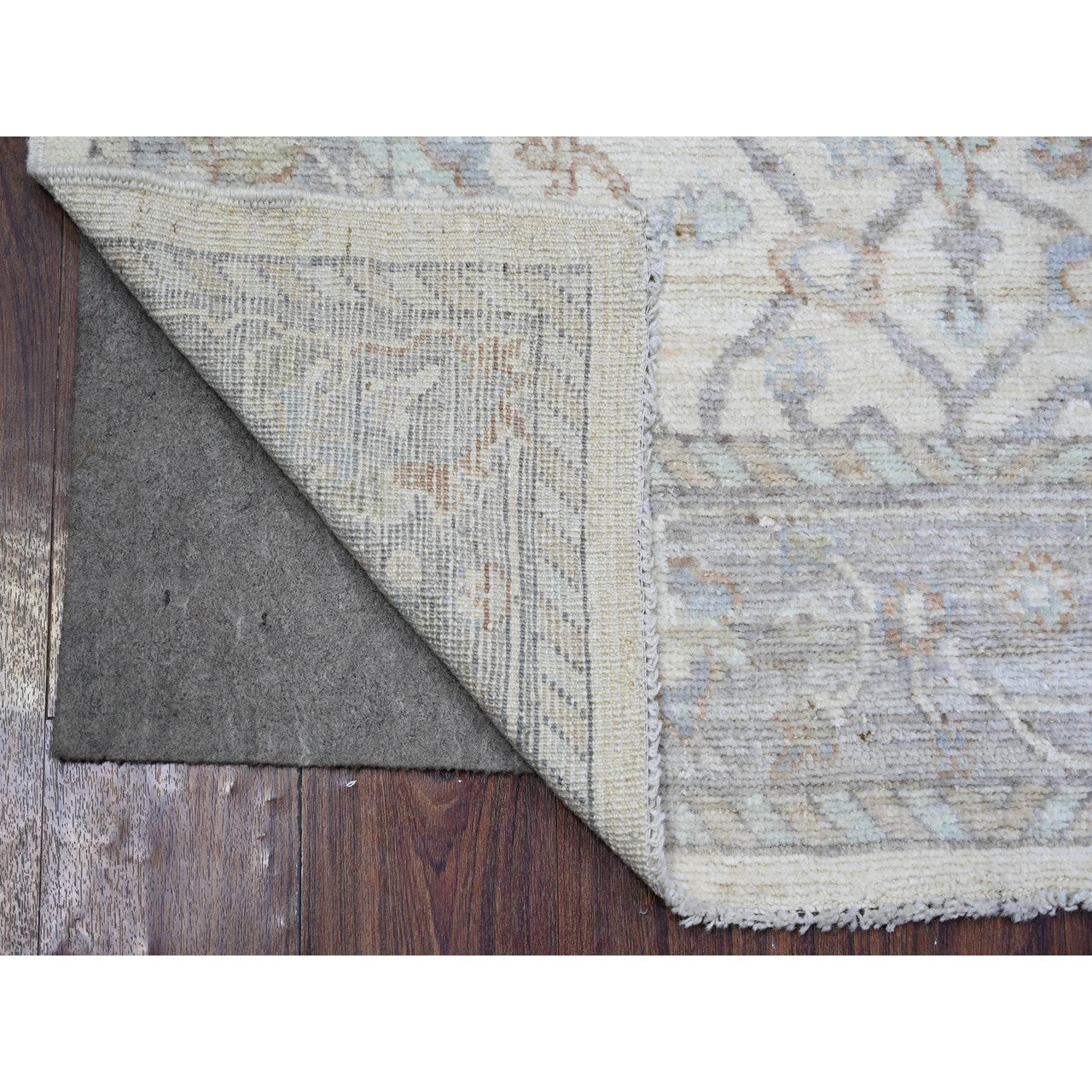 Oushak And Peshawar Wool Hand Knotted Rug Beige Gray 4.0X6.1 -O073844