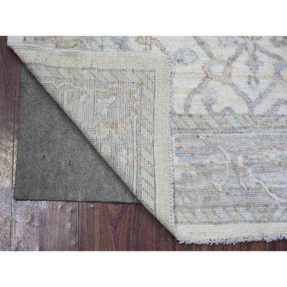 Oushak And Peshawar Wool Hand Knotted Rug Beige Gray 4.0X6.1 -O073844