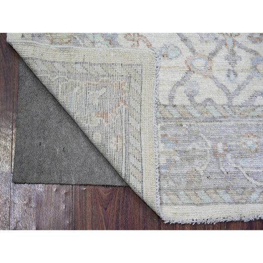 Oushak And Peshawar Wool Hand Knotted Rug Beige Gray 4.0X6.1 -O073844