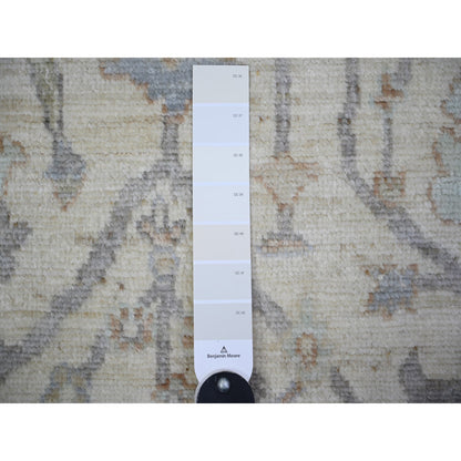 Oushak And Peshawar Wool Hand Knotted Rug Beige Gray 4.0X6.1 -O073844
