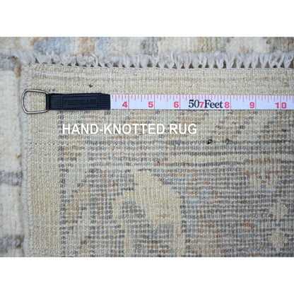 Oushak And Peshawar Wool Hand Knotted Rug Beige Gray 4.0X6.1 -O073844