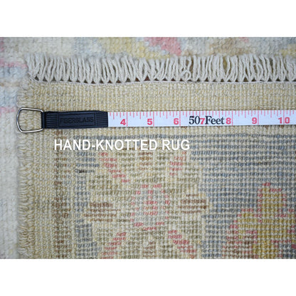 Oushak And Peshawar Wool Hand Knotted Rug Beige Light Blue 2.10X16.0 -O073854