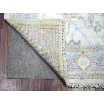 Oushak And Peshawar Wool Hand Knotted Rug Beige Light Blue 2.9X15.10 -O073860