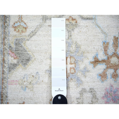 Oushak And Peshawar Wool Hand Knotted Rug Beige Light Blue 2.9X15.10 -O073860