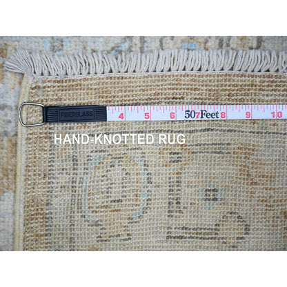 Oushak And Peshawar Wool Hand Knotted Rug Brown Gray 2.7X15.0 -O073866