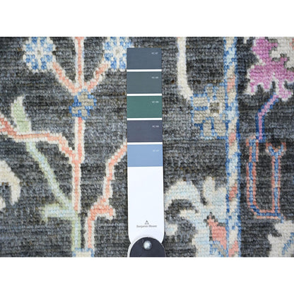 Oushak And Peshawar Wool Hand Knotted Rug Black 2.10x12.6 -O073874