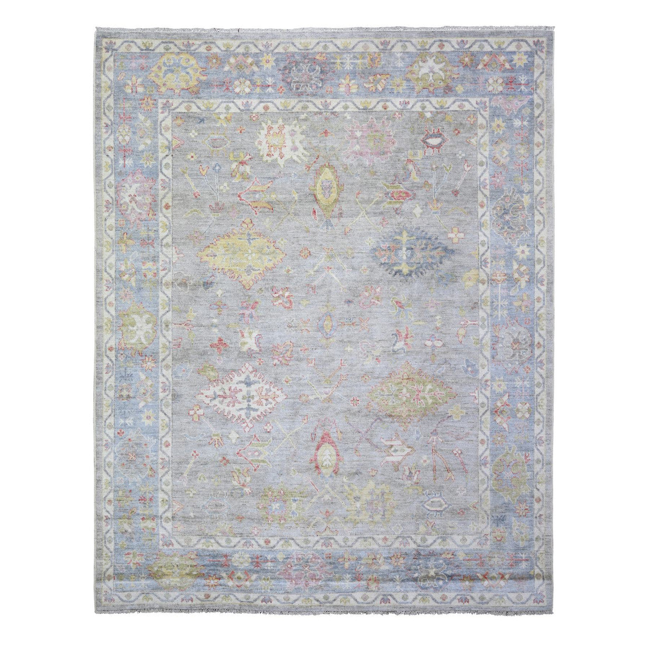 Gray 8'1" x 9'10" Oushak And Peshawar Hand knotted Wool Rug - Sku: O073887
