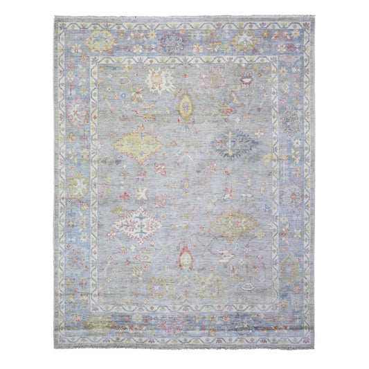 Oushak And Peshawar Wool Hand Knotted Rug Grey Gray 8.1X9.10 -O073887