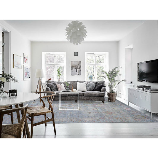 Oushak And Peshawar Wool Hand Knotted Rug Grey Gray 9.1X11.9 -O073893