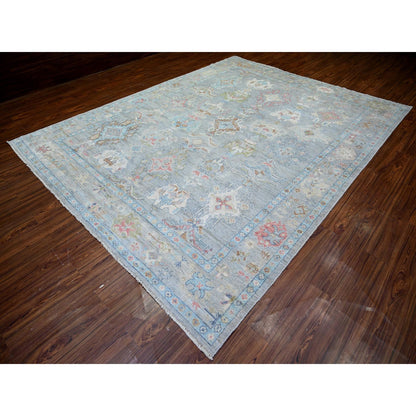 Oushak And Peshawar Wool Hand Knotted Rug Grey Gray 9.1X11.9 -O073893