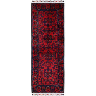 Tribal & Geometric Wool Hand Knotted Rug Red 1.9x4.10 -O0738