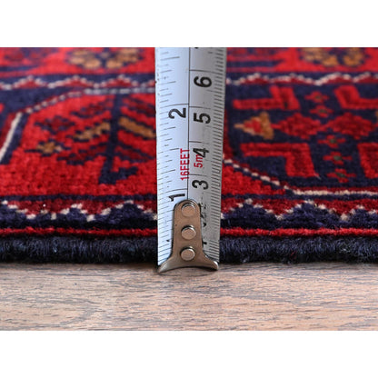 Tribal & Geometric Wool Hand Knotted Rug Red 1.9x4.10 -O0738