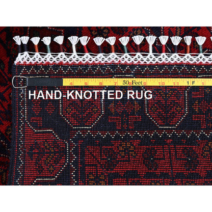 Tribal & Geometric Wool Hand Knotted Rug Red 1.9x4.10 -O0738